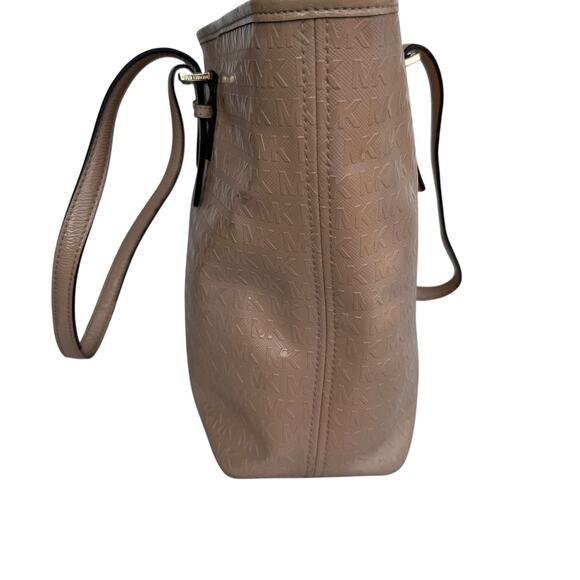 Michael Kors Signature Tan Patent Leather Double-Handle Tote Bag - Picture 9 of 16